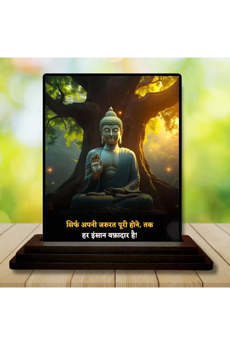 Car Dashboard Gautama Buddha Wooden Photo Stand  3x4 Inches, Compact & Stylish Spiritual Display For Car, Home & Office (Pack Of 1) (F49252)