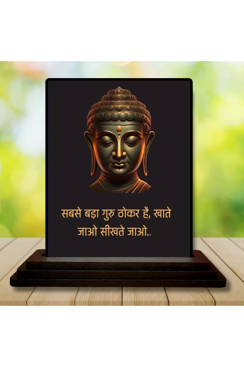 Car Dashboard Gautama Buddha Wooden Photo Stand  3x4 Inches, Compact & Stylish Spiritual Display For Car, Home & Office (Pack Of 1) (F49253)