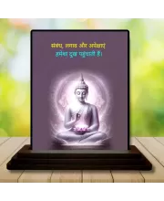 Car Dashboard Gautama Buddha Wooden Photo Stand  3x4 Inches, Compact & Stylish Spiritual Display For Car, Home & Office (Pack Of 1) (F49254)
