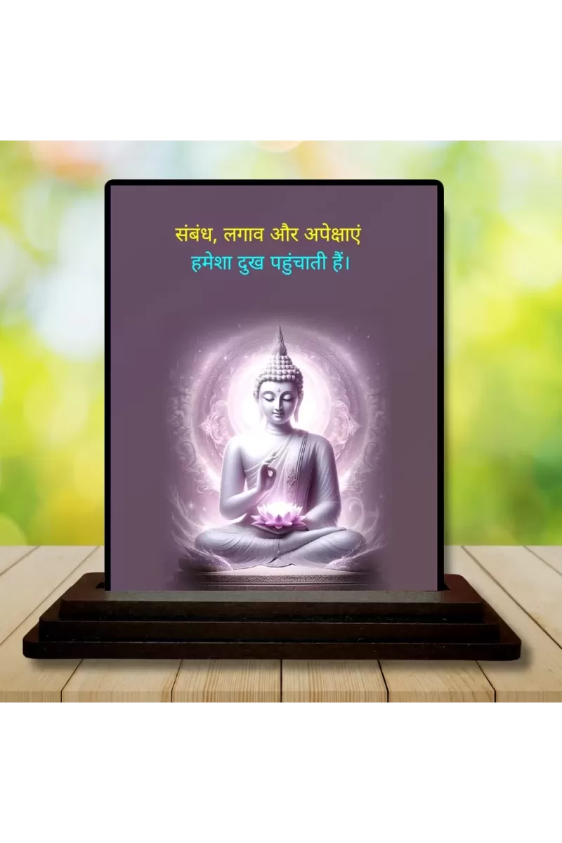 Car Dashboard Gautama Buddha Wooden Photo Stand  3x4 Inches, Compact & Stylish Spiritual Display For Car, Home & Office (Pack Of 1) (F49254)