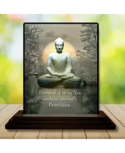 Car Dashboard Gautama Buddha Wooden Photo Stand  3x4 Inches, Compact & Stylish Spiritual Display For Car, Home & Office (Pack Of 1) (F49255)