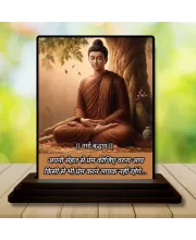 Car Dashboard Gautama Buddha Wooden Photo Stand  3x4 Inches, Compact & Stylish Spiritual Display For Car, Home & Office (Pack Of 1) (F49257)