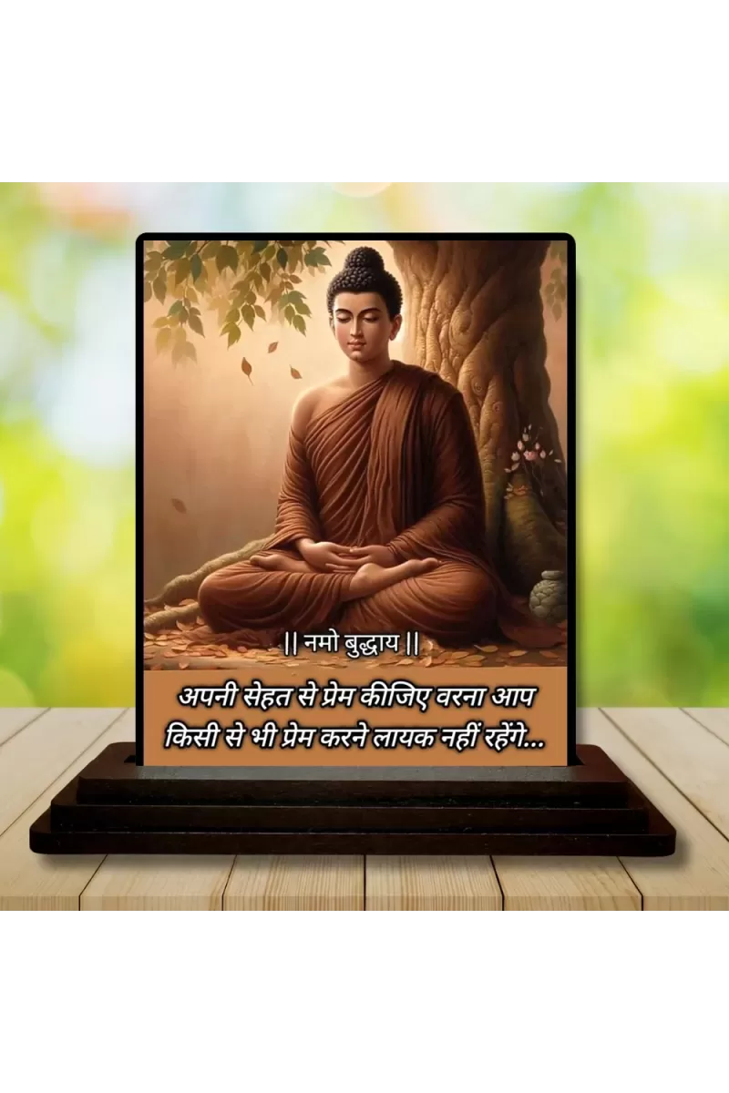 Car Dashboard Gautama Buddha Wooden Photo Stand  3x4 Inches, Compact & Stylish Spiritual Display For Car, Home & Office (Pack Of 1) (F49257)