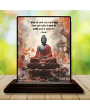 Car Dashboard Gautama Buddha Wooden Photo Stand  3x4 Inches, Compact & Stylish Spiritual Display For Car, Home & Office (Pack Of 1) (F49260)
