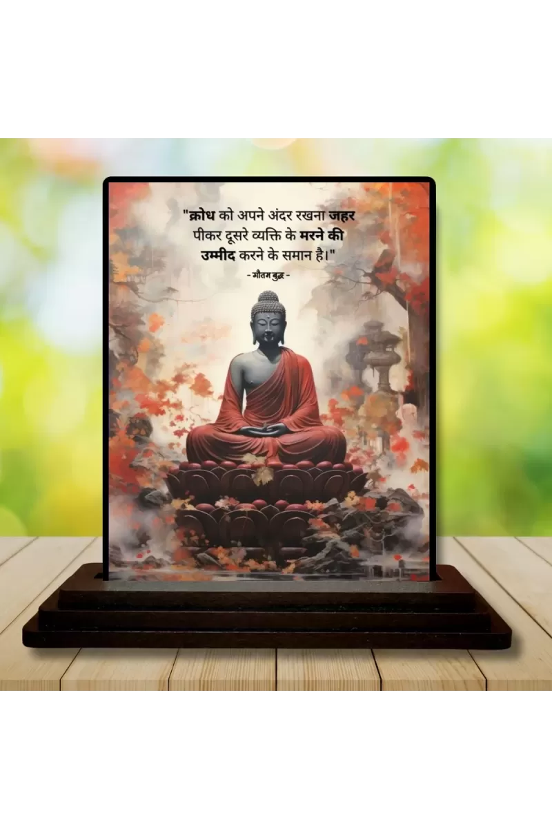 Car Dashboard Gautama Buddha Wooden Photo Stand  3x4 Inches, Compact & Stylish Spiritual Display For Car, Home & Office (Pack Of 1) (F49260)