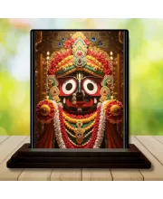 Car Dashboard Lord Jagannatha Wooden Photo Stand  3x4 Inches, Compact & Stylish Spiritual Display For Car, Home & Office (Pack Of 1) (F49263)