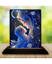 Car Dashboard Mother Mary Wooden Photo Stand  3x4 Inches, Compact & Stylish Spiritual Display For Car, Home & Office (Pack Of 1) (F49264)