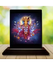 Car Dashboard Lord Brahma Wooden Photo Stand  3x4 Inches, Compact & Stylish Spiritual Display For Car, Home & Office (Pack Of 1) (F49267)