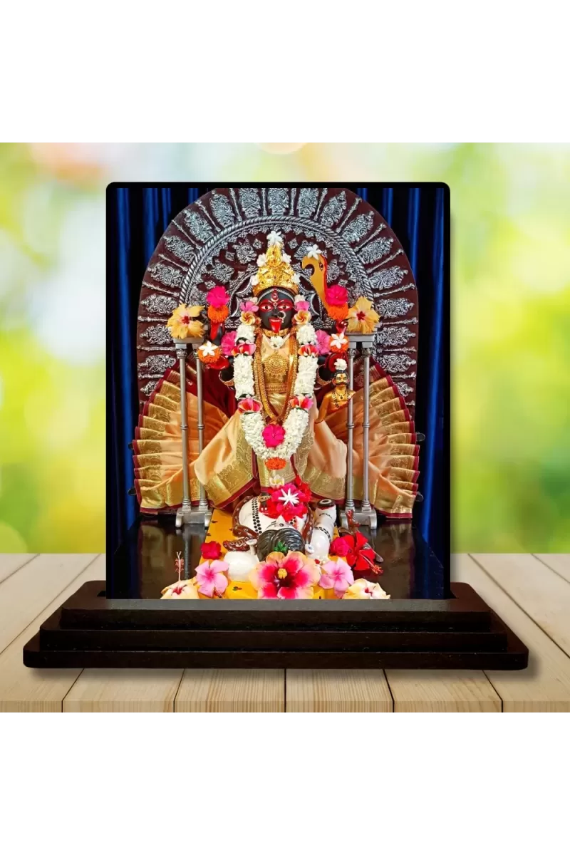 Car Dashboard Yellamma Wooden Photo Stand  3x4 Inches, Compact & Stylish Spiritual Display For Car, Home & Office (Pack Of 1) (F49273)