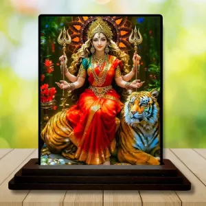 Car Dashboard Goddess Durga Wooden Photo Stand 3x4 Inches, Compact & Stylish Spiritual Display For Car, Home & Office (Pack Of 1) (F49276) Car Dashboard Goddess Durga Wooden Photo Stand 3x4 Inches, Compact & Stylish Spiritual Display For Car, Home & Office (Pack Of 1) (F49276)