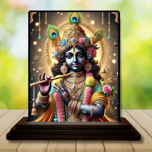 Car Dashboard Shree Krishna Wooden Photo Stand 3x4 Inches, Compact & Stylish Spiritual Display For Car, Home & Office (Pack Of 1) (F49277) Car Dashboard Shree Krishna Wooden Photo Stand 3x4 Inches, Compact & Stylish Spiritual Display For Car, Home & Office (Pack Of 1) (F49277)