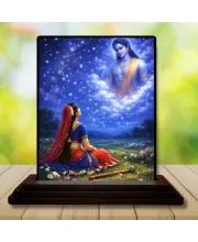 Car Dashboard Shree Krishna Wooden Photo Stand  3x4 Inches, Compact & Stylish Spiritual Display For Car, Home & Office (Pack Of 1) (F49278)