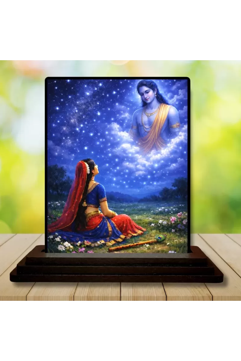 Car Dashboard Shree Krishna Wooden Photo Stand  3x4 Inches, Compact & Stylish Spiritual Display For Car, Home & Office (Pack Of 1) (F49278)