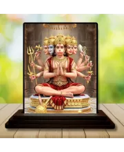 Car Dashboard Lord Brahma Wooden Photo Stand  3x4 Inches, Compact & Stylish Spiritual Display For Car, Home & Office (Pack Of 1) (F49279)
