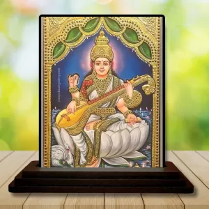 Car Dashboard Goddess Saraswati Wooden Photo Stand 3x4 Inches, Compact & Stylish Spiritual Display For Car, Home & Office (Pack Of 1) (F49281) Car Dashboard Goddess Saraswati Wooden Photo Stand 3x4 Inches, Compact & Stylish Spiritual Display For Car, Home & Office (Pack Of 1) (F49281)