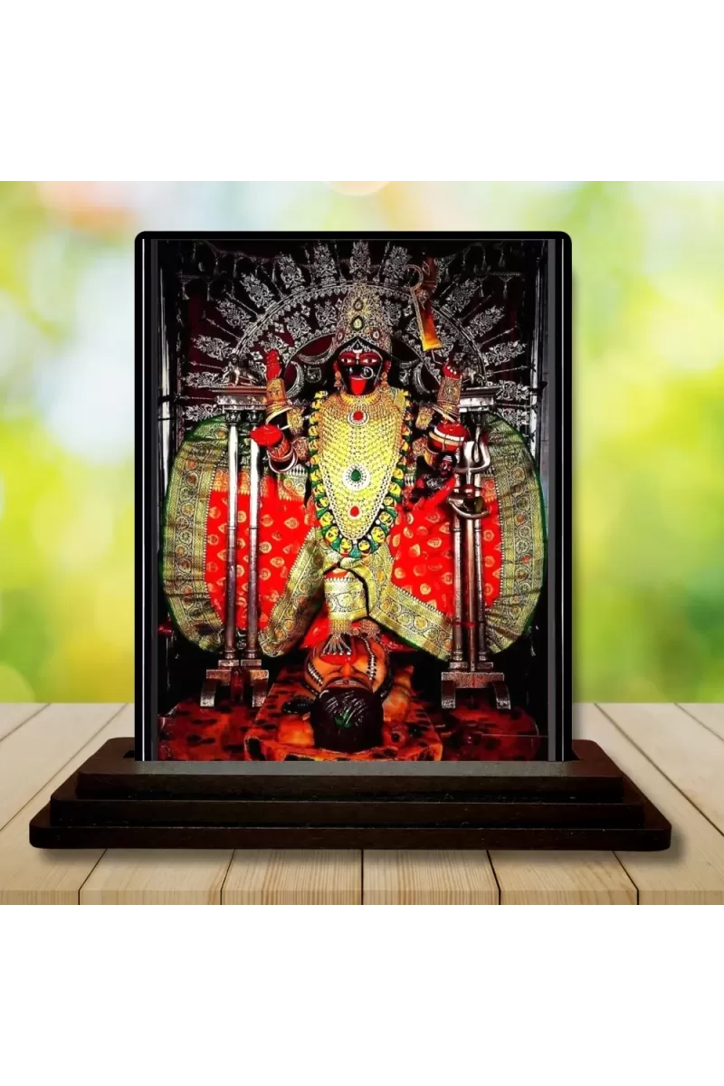 Car Dashboard Goddess Kali Wooden Photo Stand  3x4 Inches, Compact & Stylish Spiritual Display For Car, Home & Office (Pack Of 1) (F49284)