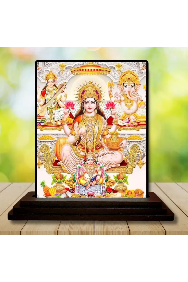 Car Dashboard Lord Ganesha Wooden Photo Stand  3x4 Inches, Compact & Stylish Spiritual Display For Car, Home & Office (Pack Of 1) (F49288)