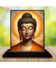 Car Dashboard Gautama Buddha Wooden Photo Stand  3x4 Inches, Compact & Stylish Spiritual Display For Car, Home & Office (Pack Of 1) (F49290)