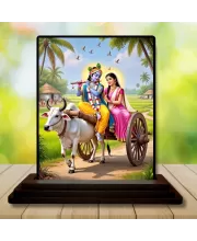 Car Dashboard Shree Krishna Wooden Photo Stand  3x4 Inches, Compact & Stylish Spiritual Display For Car, Home & Office (Pack Of 1) (F49297)