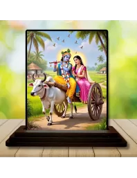 Car Dashboard Shree Krishna Wooden Photo Stand  3x4 Inches, Compact & Stylish Spiritual Display For Car, Home & Office (Pack Of 1) (F49297)