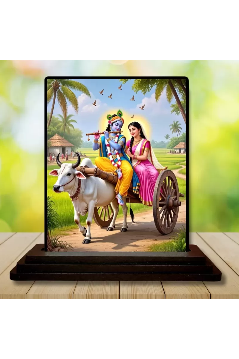 Car Dashboard Shree Krishna Wooden Photo Stand  3x4 Inches, Compact & Stylish Spiritual Display For Car, Home & Office (Pack Of 1) (F49297)
