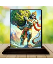 Car Dashboard Hanuman Wooden Photo Stand  3x4 Inches, Compact & Stylish Spiritual Display For Car, Home & Office (Pack Of 1) (F49302)