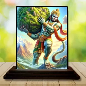 Car Dashboard Hanuman Wooden Photo Stand  3x4 Inches, Compact & Stylish Spiritual Display For Car, Home & Office (Pack Of 1) (F49302)