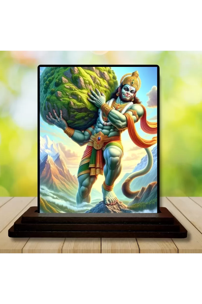 Car Dashboard Hanuman Wooden Photo Stand  3x4 Inches, Compact & Stylish Spiritual Display For Car, Home & Office (Pack Of 1) (F49302)