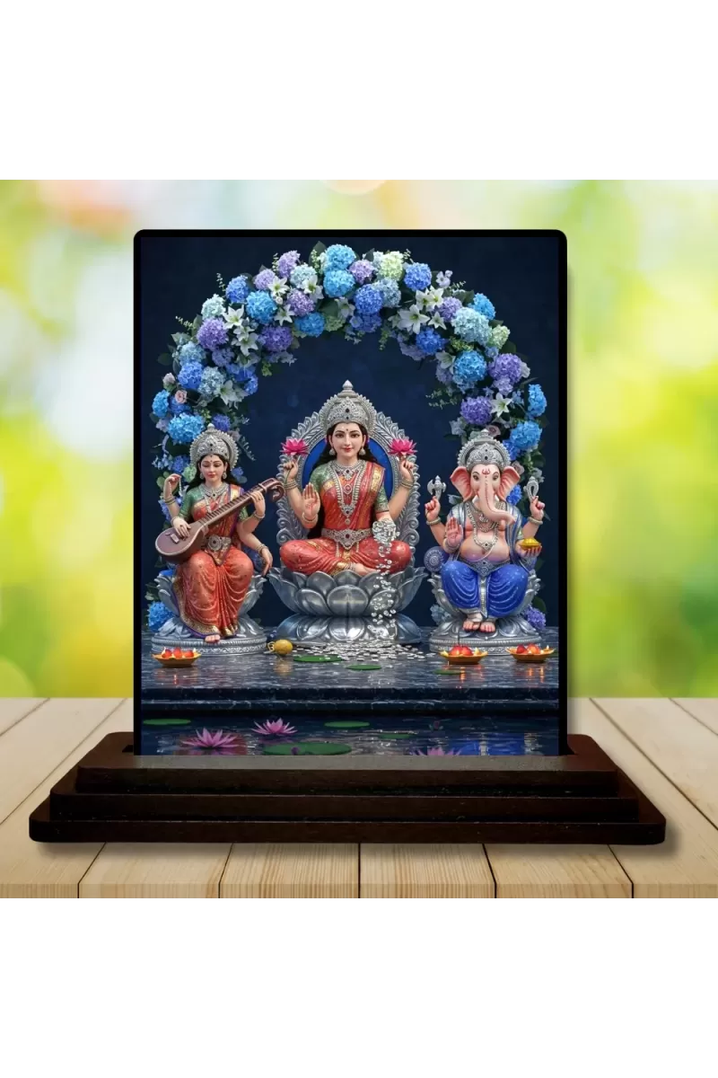 Car Dashboard Lord Ganesha Wooden Photo Stand  3x4 Inches, Compact & Stylish Spiritual Display For Car, Home & Office (Pack Of 1) (F49305)