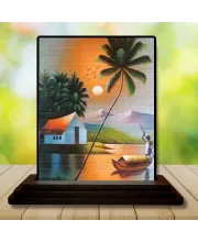 Car Dashboard Nature Wooden Photo Stand  3x4 Inches, Compact & Stylish Spiritual Display For Car, Home & Office (Pack Of 1) (F49306)