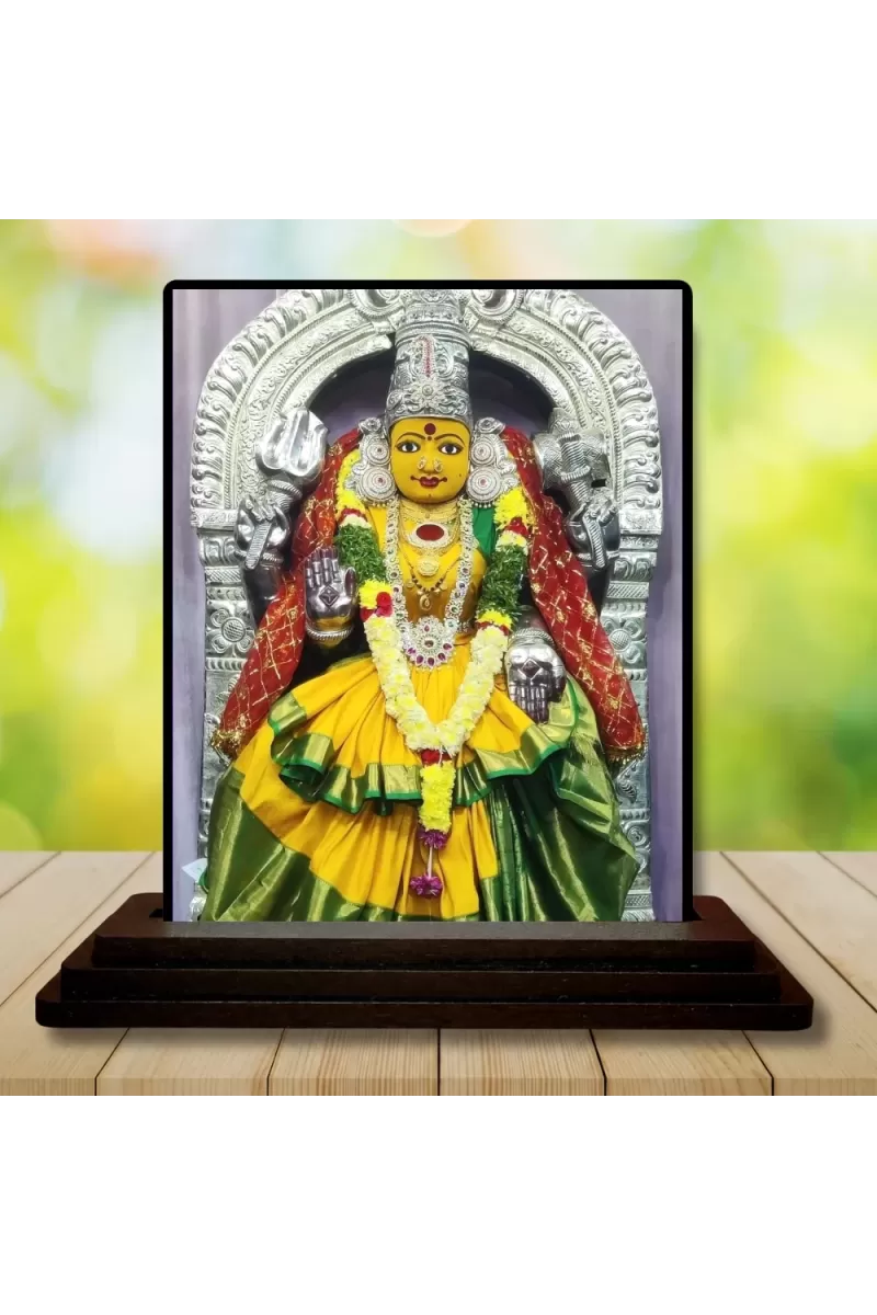 Car Dashboard Yellamma Wooden Photo Stand  3x4 Inches, Compact & Stylish Spiritual Display For Car, Home & Office (Pack Of 1) (F49307)