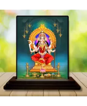 Car Dashboard Goddess Durga Wooden Photo Stand  3x4 Inches, Compact & Stylish Spiritual Display For Car, Home & Office (Pack Of 1) (F49309)