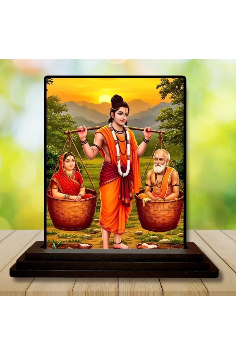 Car Dashboard Bal Shree Krishna Wooden Photo Stand  3x4 Inches, Compact & Stylish Spiritual Display For Car, Home & Office (Pack Of 1) (F49310)