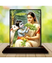 Car Dashboard Yashoda Wooden Photo Stand  3x4 Inches, Compact & Stylish Spiritual Display For Car, Home & Office (Pack Of 1) (F49312)