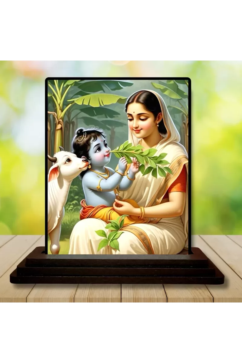 Car Dashboard Yashoda Wooden Photo Stand  3x4 Inches, Compact & Stylish Spiritual Display For Car, Home & Office (Pack Of 1) (F49312)