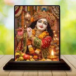 Car Dashboard Shree Krishna Wooden Photo Stand 3x4 Inches, Compact & Stylish Spiritual Display For Car, Home & Office (Pack Of 1) (F49319) Car Dashboard Shree Krishna Wooden Photo Stand 3x4 Inches, Compact & Stylish Spiritual Display For Car, Home & Office (Pack Of 1) (F49319)