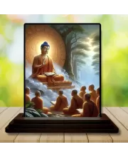 Car Dashboard Buddha Wooden Photo Stand  3x4 Inches, Compact & Stylish Spiritual Display For Car, Home & Office (Pack Of 1) (F49323)