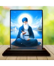 Car Dashboard Guru Nanak Wooden Photo Stand  3x4 Inches, Compact & Stylish Spiritual Display For Car, Home & Office (Pack Of 1) (F49328)
