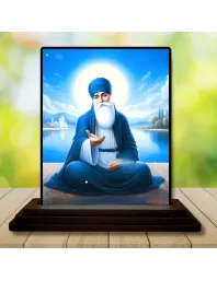 Car Dashboard Guru Nanak Wooden Photo Stand  3x4 Inches, Compact & Stylish Spiritual Display For Car, Home & Office (Pack Of 1) (F49328)