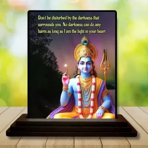 Car Dashboard Shree Krishna Wooden Photo Stand  3x4 Inches, Compact & Stylish Spiritual Display For Car, Home & Office (Pack Of 1) (F49333)
