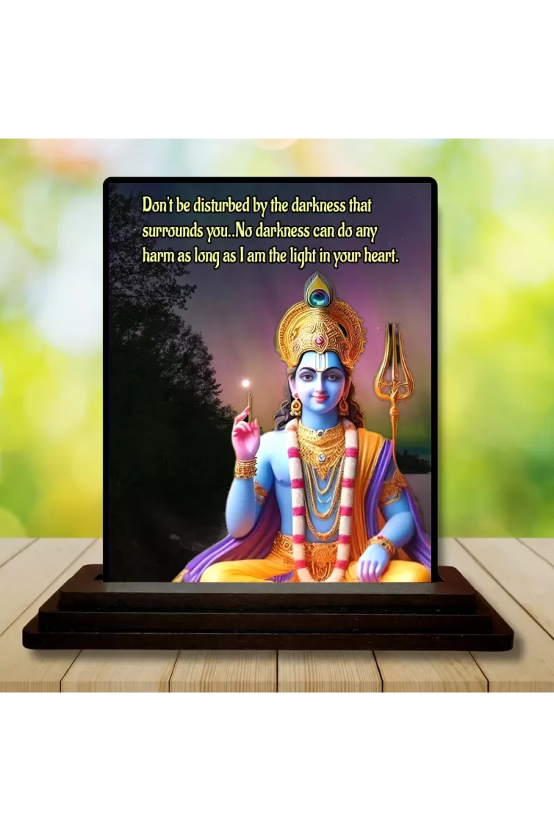 Car Dashboard Shree Krishna Wooden Photo Stand  3x4 Inches, Compact & Stylish Spiritual Display For Car, Home & Office (Pack Of 1) (F49333)