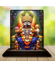 Car Dashboard Lord Jagannatha Wooden Photo Stand  3x4 Inches, Compact & Stylish Spiritual Display For Car, Home & Office (Pack Of 1) (F49334)