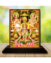 Car Dashboard Lord Ganesha Wooden Photo Stand  3x4 Inches, Compact & Stylish Spiritual Display For Car, Home & Office (Pack Of 1) (F49339)