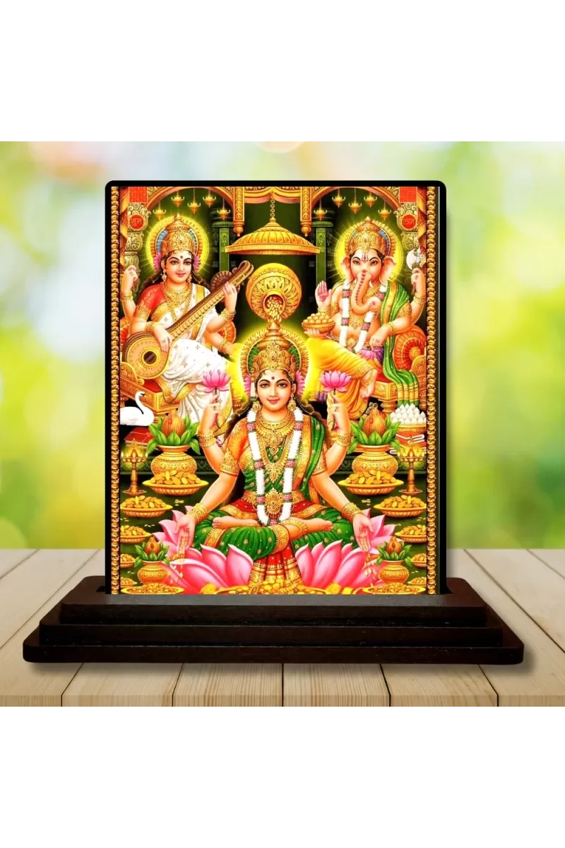 Car Dashboard Lord Ganesha Wooden Photo Stand  3x4 Inches, Compact & Stylish Spiritual Display For Car, Home & Office (Pack Of 1) (F49339)