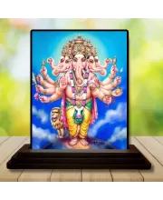 Car Dashboard Lord Ganesha Wooden Photo Stand  3x4 Inches, Compact & Stylish Spiritual Display For Car, Home & Office (Pack Of 1) (F49340)