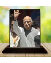 Car Dashboard Shree Lalkrishna Advani Wooden Photo Stand  3x4 Inches, Compact & Stylish Spiritual Display For Car, Home & Office (Pack Of 1) (F49342)
