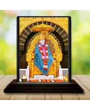 Car Dashboard Sai Baba Wooden Photo Stand  3x4 Inches, Compact & Stylish Spiritual Display For Car, Home & Office (Pack Of 1) (F49343)