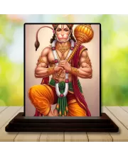 Car Dashboard Hanuman Wooden Photo Stand  3x4 Inches, Compact & Stylish Spiritual Display For Car, Home & Office (Pack Of 1) (F49344)