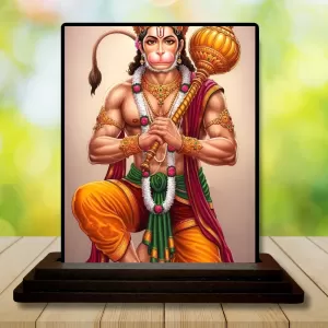 Car Dashboard Hanuman Wooden Photo Stand  3x4 Inches, Compact & Stylish Spiritual Display For Car, Home & Office (Pack Of 1) (F49344)