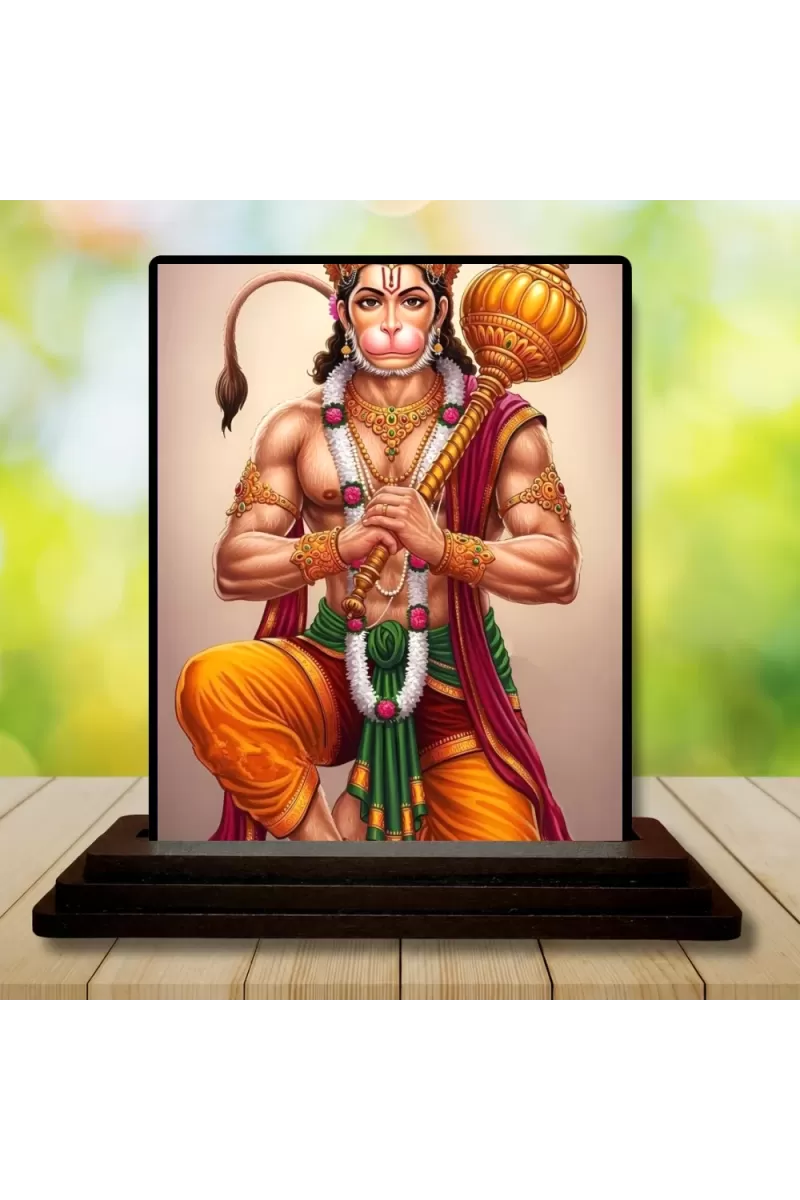 Car Dashboard Hanuman Wooden Photo Stand  3x4 Inches, Compact & Stylish Spiritual Display For Car, Home & Office (Pack Of 1) (F49344)